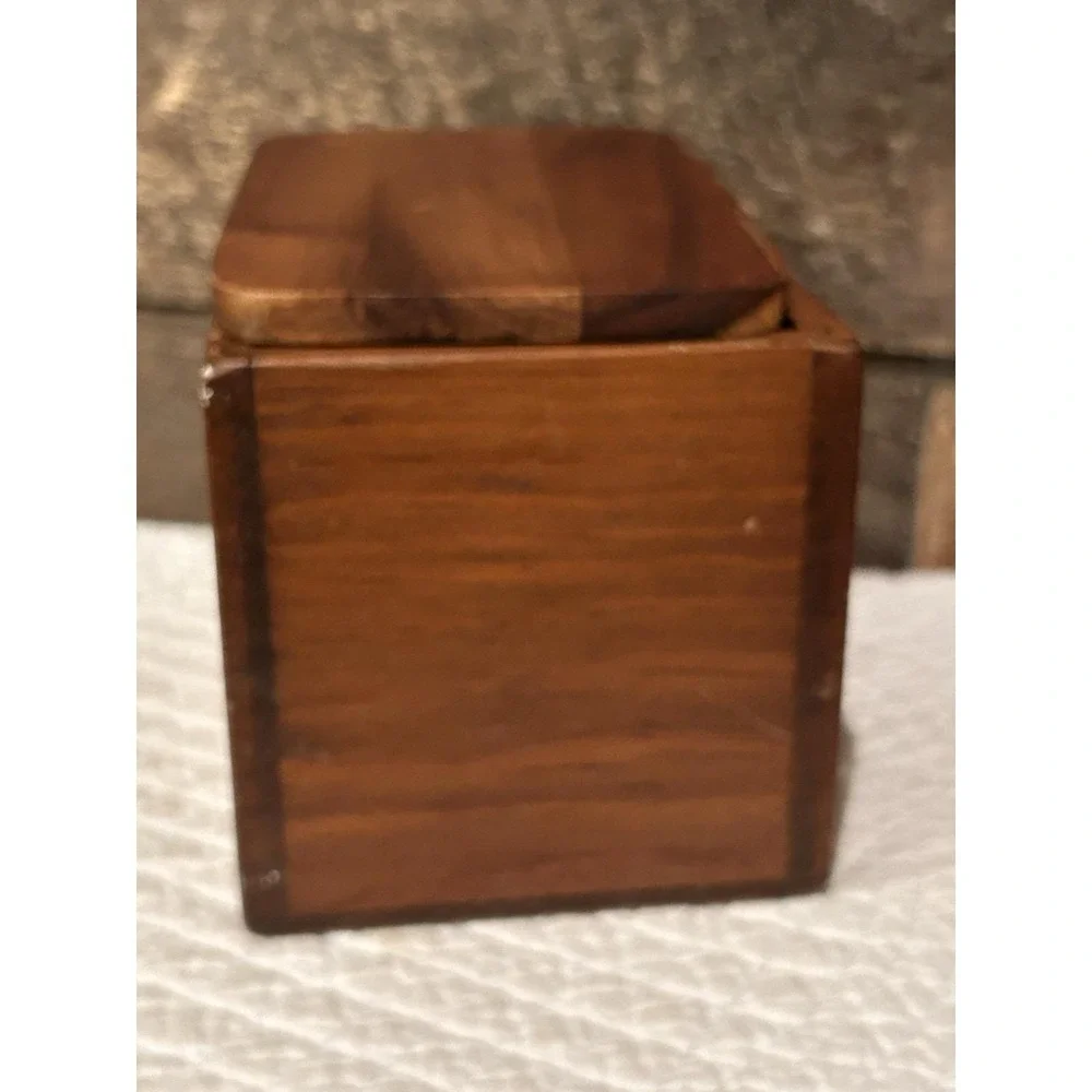 Vintage rustic wood recipe box‎ cottage core style decor open top lid 70's style